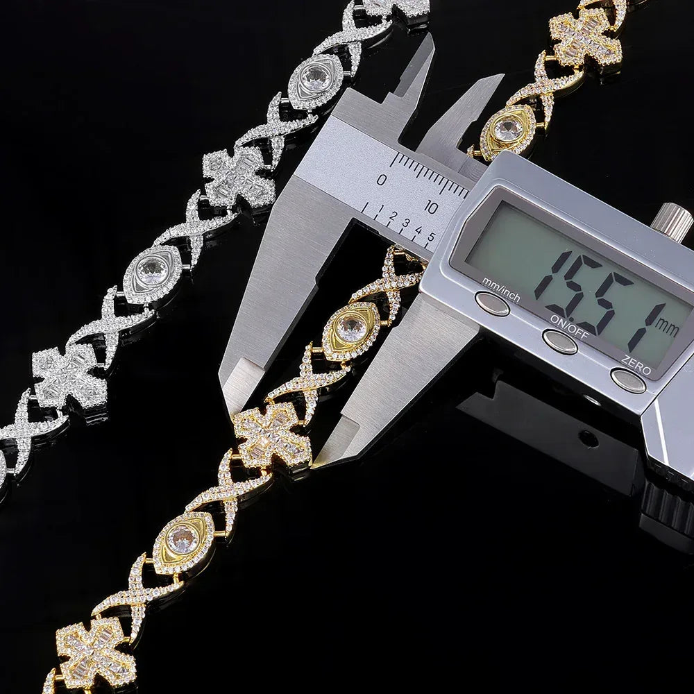 Iced Out Eye Cross Zircon Hip Hop Jewelry Bracelet for Men | Caratix Jewelry - CaratixJewelry