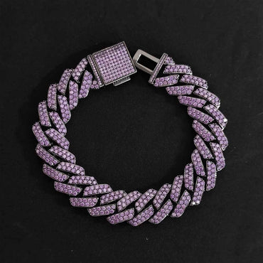 15mm Double Row Cuban Chain Bracelet with Zircon - CaratixJewelry