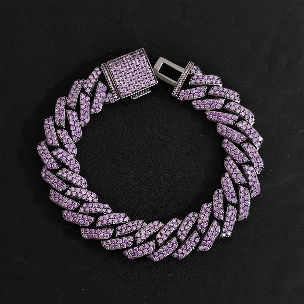 15mm Double Row Cuban Chain Bracelet with Zircon - CaratixJewelry