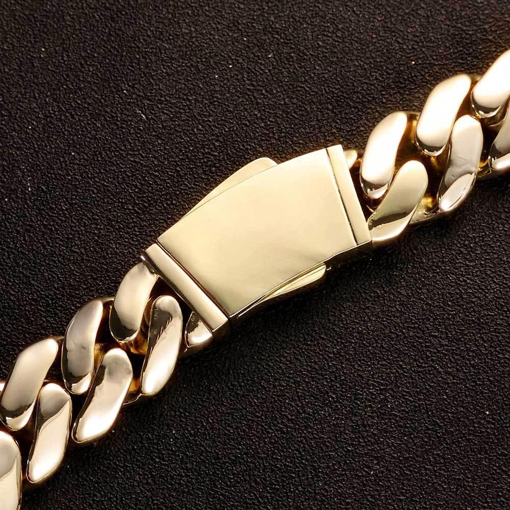 20mm Polished Cuban Link Necklace Gold Chain Rapper Style for Men | Caratix Jewelry - CaratixJewelry