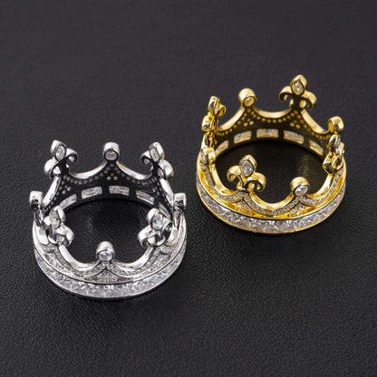 D-Color VVS Moissanite Crown Ring | S925 Silver Unisex Iced Out Hip Hop Jewelry - CaratixJewelry