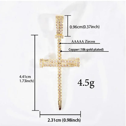 Nail Cross Pendant Necklace | CZ Iced Out Hip Hop Men’s Streetwear Jewelry - CaratixJewelry