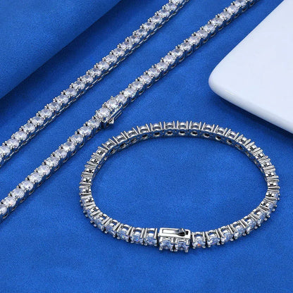 Moissanite Tennis Chain with Spring Clasp – S925 Sterling Silver Hip Hop Necklace for Men - CaratixJewelry