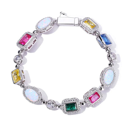 Colorful Gemstone Zircon Hip Hop Bracelet Rapper Iced Out Chain Style | Caratix Jewelry - CaratixJewelry