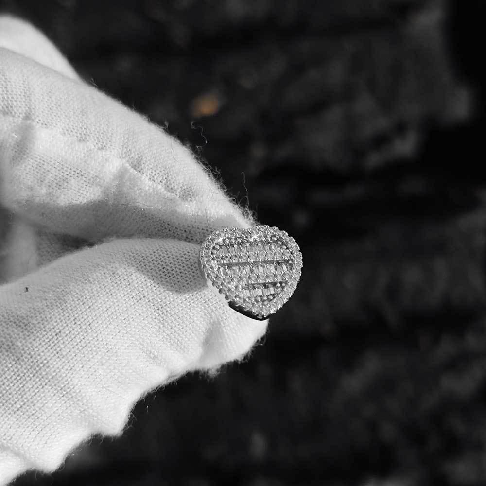 Heart-Shaped Zircon Earrings with Square and Round Design for Men and Women | Vintage Hip Hop Jewelry | Caratix Jewelry - CaratixJewelry