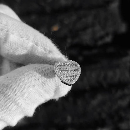 Heart-Shaped Zircon Earrings with Square and Round Design for Men and Women | Vintage Hip Hop Jewelry | Caratix Jewelry - CaratixJewelry