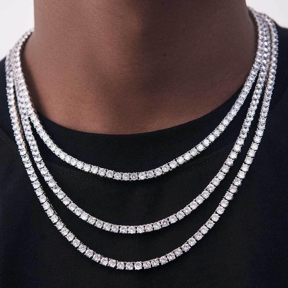 Hip Hop Bling Spring Clasp S925 Silver CZ Tennis Necklace – Luxury Women’s Jewelry | Caratix Jewelry - CaratixJewelry