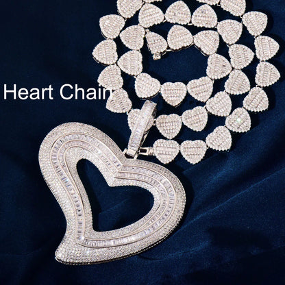 Large Hollow Heart Pendant Necklace | CZ Hip Hop Minimalist Fashion Jewelry - CaratixJewelry