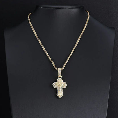 Custom Retro Cross Pendant S925 Silver Iced Out Chain for Rapper - CaratixJewelry