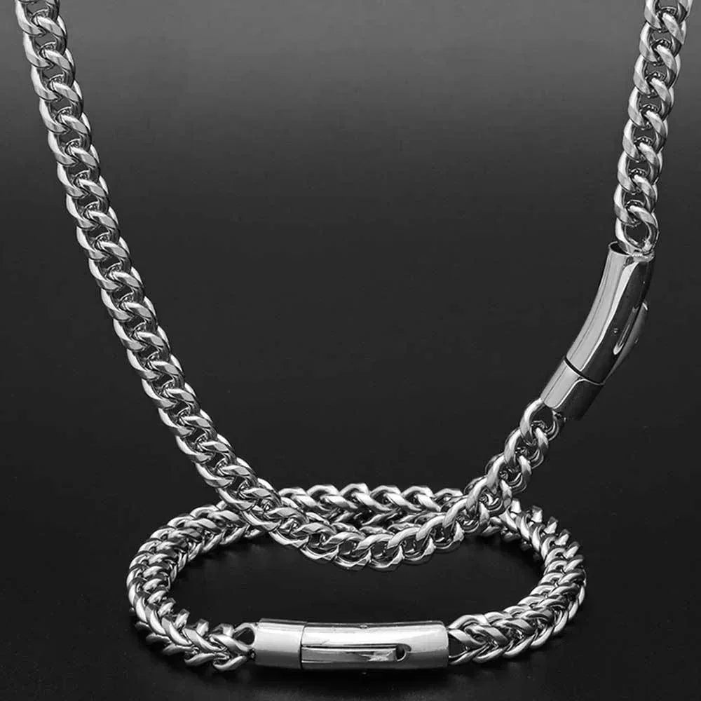 6mm Cuban Chain Necklace Stainless Steel Titanium Gold Chain Rapper Style | Caratix Jewelry - CaratixJewelry