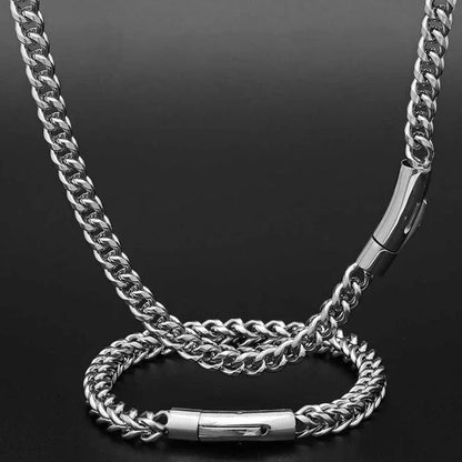 6mm Cuban Chain Necklace Stainless Steel Titanium Gold Chain Rapper Style | Caratix Jewelry - CaratixJewelry