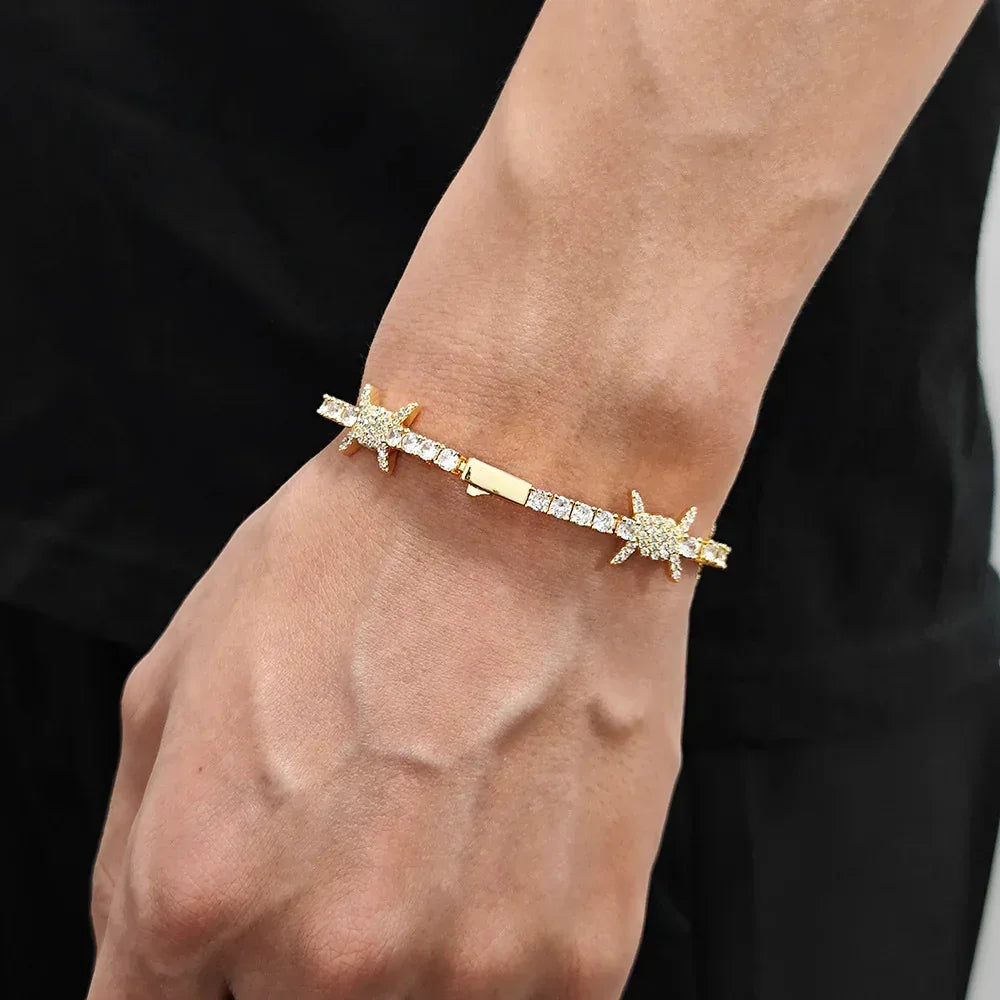 Zircon Tennis Bracelet with Thorn Design and Spring Clasp for Men & Women | Caratix Jewelry - CaratixJewelry