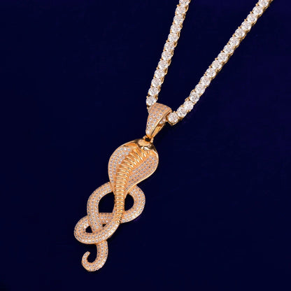 Men's Cobra Snake Necklace | Premium Copper CZ Green Eye Viper Caratix - CaratixJewelry