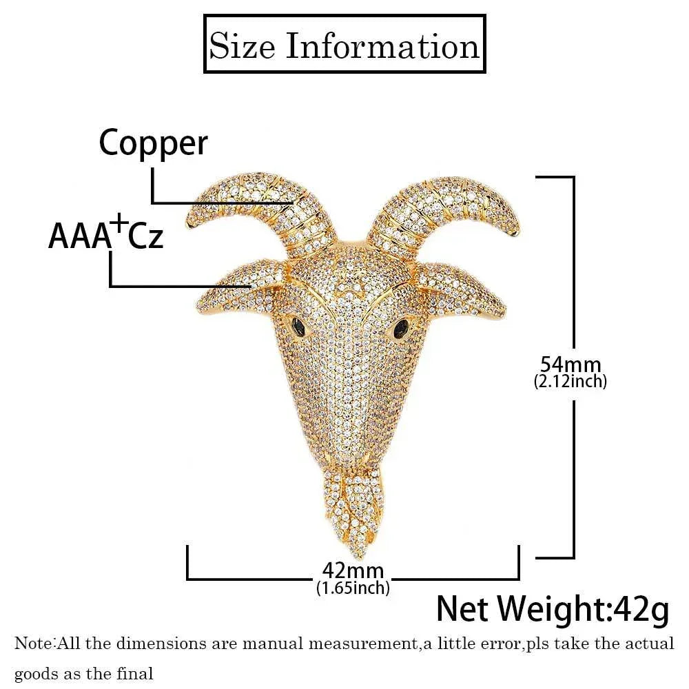 Goat Head Pendant Necklace with Micro-Pave Zircon for Men | Caratix Jewelry - CaratixJewelry