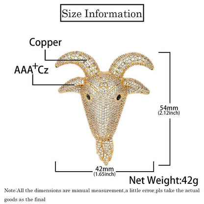 Goat Head Pendant Necklace with Micro-Pave Zircon for Men | Caratix Jewelry - CaratixJewelry