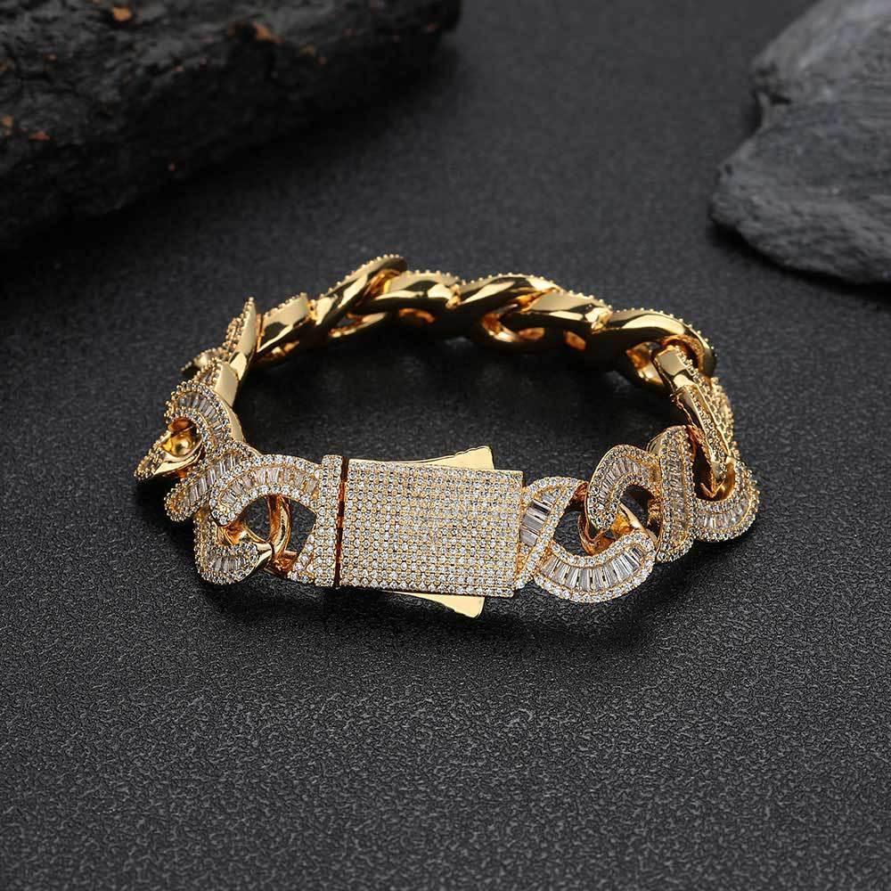 Infinity 8 Link Cuban Chain Bracelet with T-Shaped Zircon - CaratixJewelry