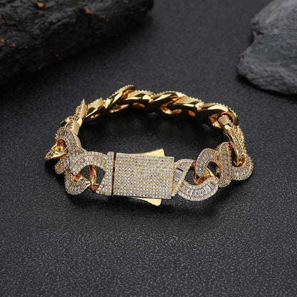 Infinity 8 Link Cuban Chain Bracelet with T-Shaped Zircon - CaratixJewelry