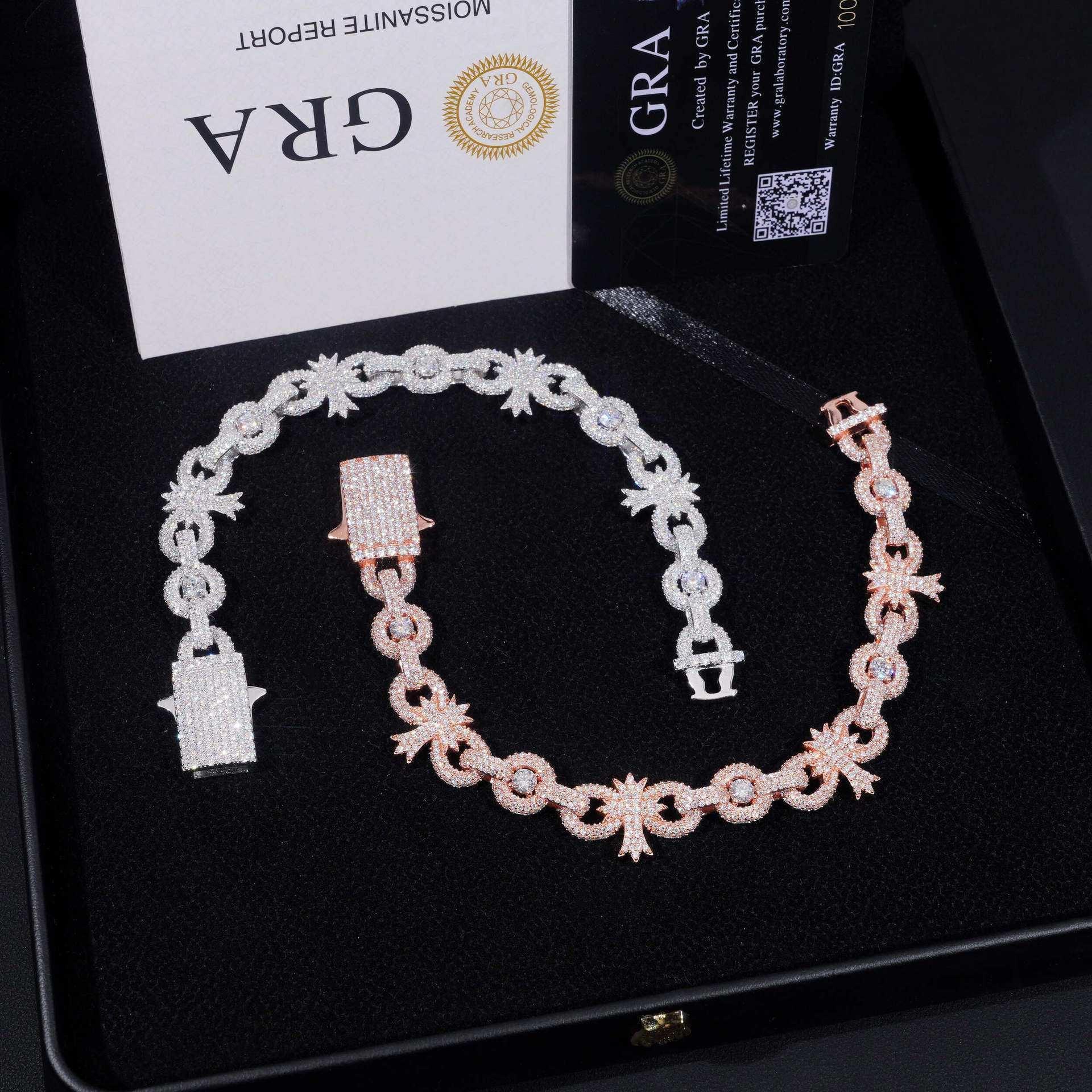 10mm Moissanite Cross Cuban Link Bracelet | S925 Silver Hip Hop Jewelry - CaratixJewelry