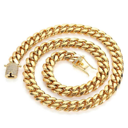 Stainless Steel Titanium Cuban Link Zircon Hip Hop Bracelet Double-Sided Clasp for Men | Caratix Jewelry - CaratixJewelry