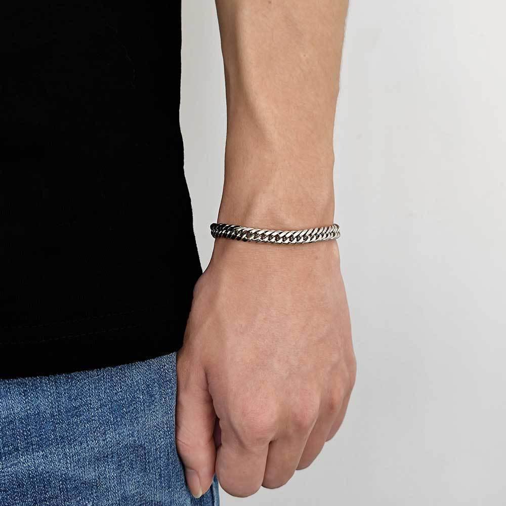 7mm & 9mm Double Weave Cuban Chain Bracelet - CaratixJewelry