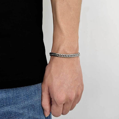 7mm & 9mm Double Weave Cuban Chain Bracelet - CaratixJewelry