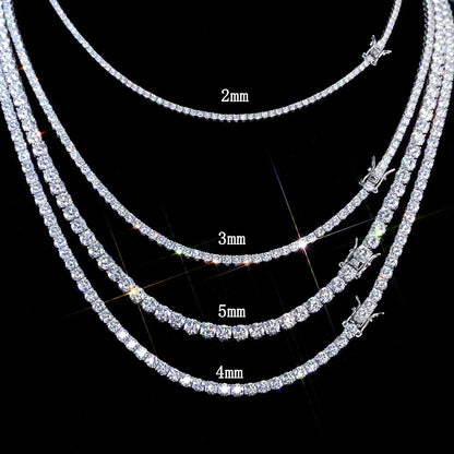 Moissanite Tennis Chain Necklace – S925 Sterling Silver Luxury Hip Hop Jewelry for Men & Women - CaratixJewelry