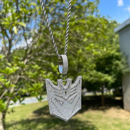 Luxury Iced Out Transformers Pendant for Men & Women | Hip Hop Robotic Head Necklace | Full CZ Unisex Bling | Cyberpunk Streetwear Jewelry | Caratix - CaratixJewelry