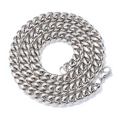 Rounded Cuban Link Stainless Steel Necklace with Lobster Clasp Gold Chain Rapper Style for Men | Caratix Jewelry - CaratixJewelry