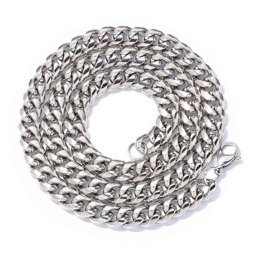 Lobster Clasp Stainless Steel Cuban Link Necklace Hip Hop Bling for Men & Women | Caratix Jewelry - CaratixJewelry