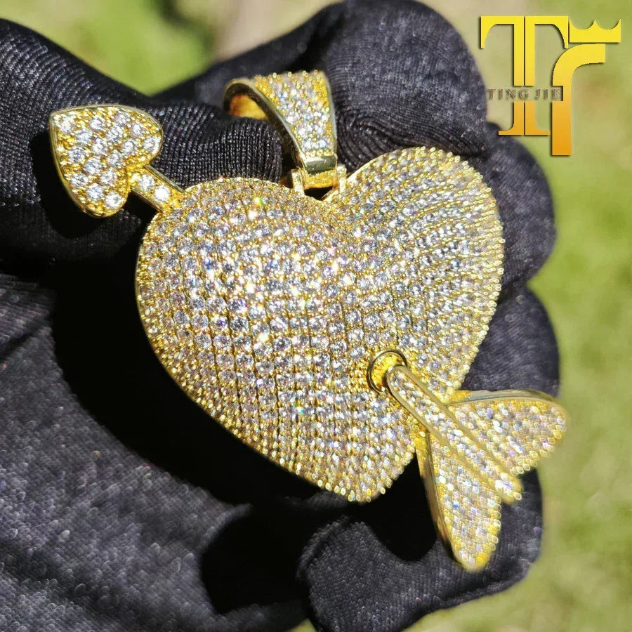 Romantic Heart Pendant Necklace | CZ Hip Hop Unisex Trendy Fashion Jewelry - CaratixJewelry