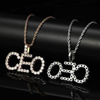 Letter Combination Pendant Necklace with Single Row Zircon Stones for Men | Caratix Jewelry - CaratixJewelry