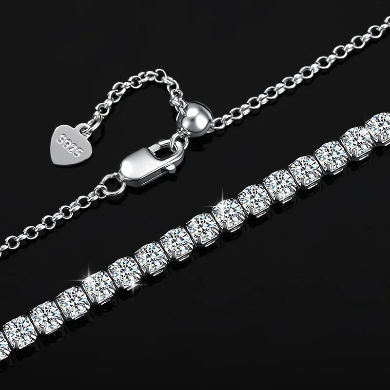 Iced-Out Moissanite Necklace – S925 Sterling Silver Clavicle & Choker Chain Luxury Jewelry for Women - CaratixJewelry