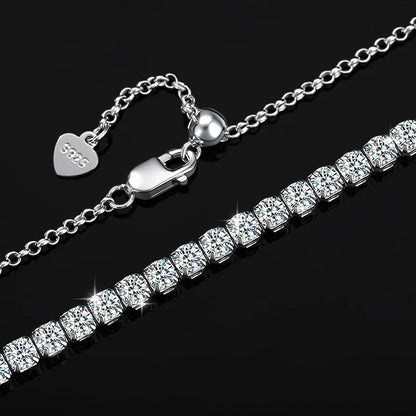 Iced-Out Moissanite Necklace – S925 Sterling Silver Clavicle & Choker Chain Luxury Jewelry for Women - CaratixJewelry