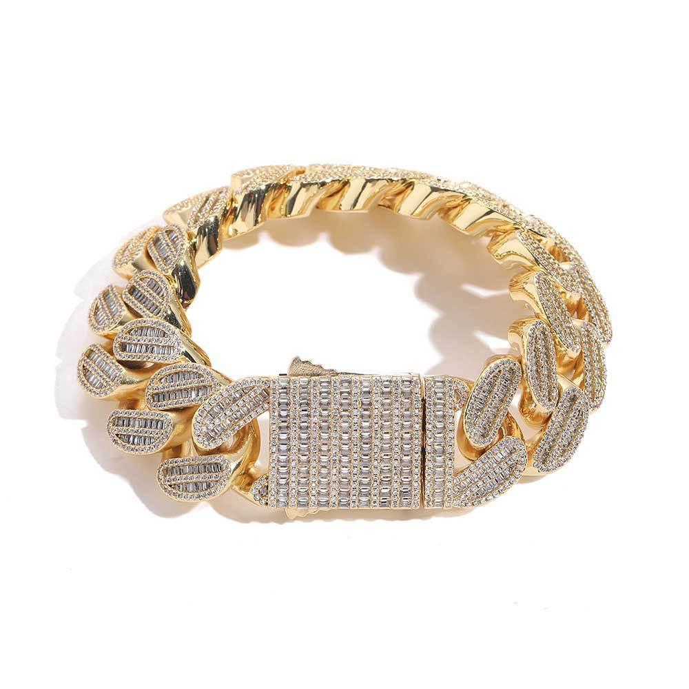 20mm Iced Out Cuban Bracelet Mixed Zircon Rapper Style - CaratixJewelry