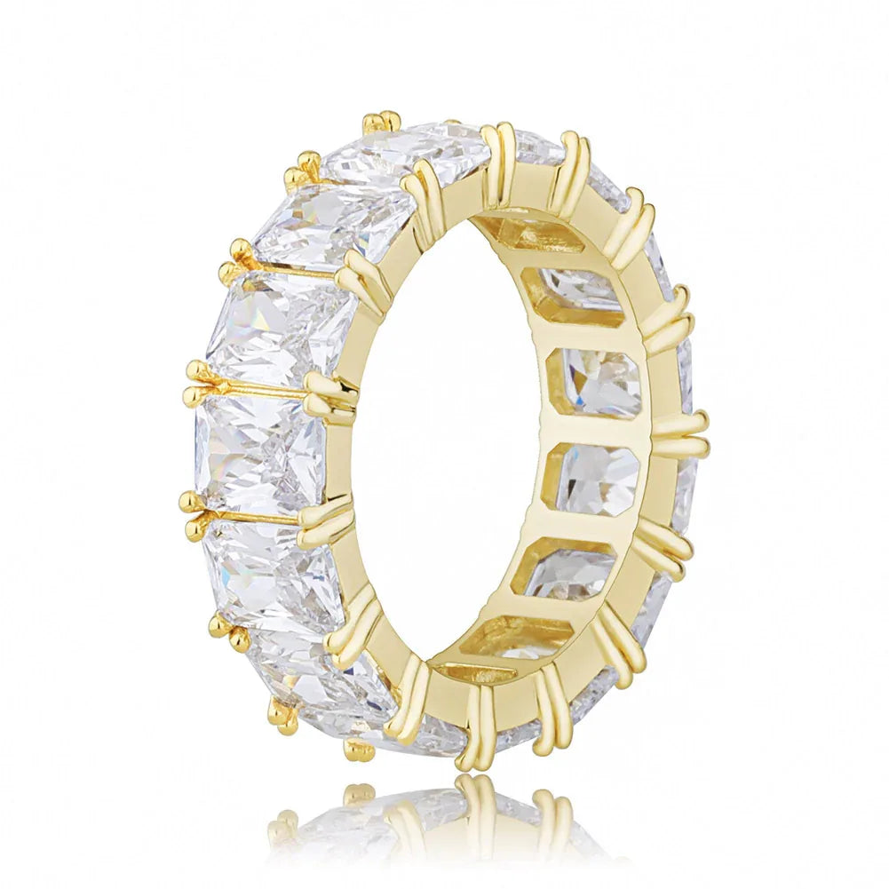 Rainbow Square Zirconia Hip Hop Ring | Multi-Color Iced Out Band | Caratix