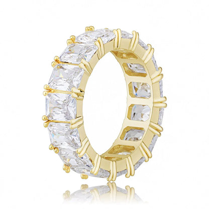 Rainbow Square Zirconia Hip Hop Ring | Multi-Color Iced Out Band | Caratix