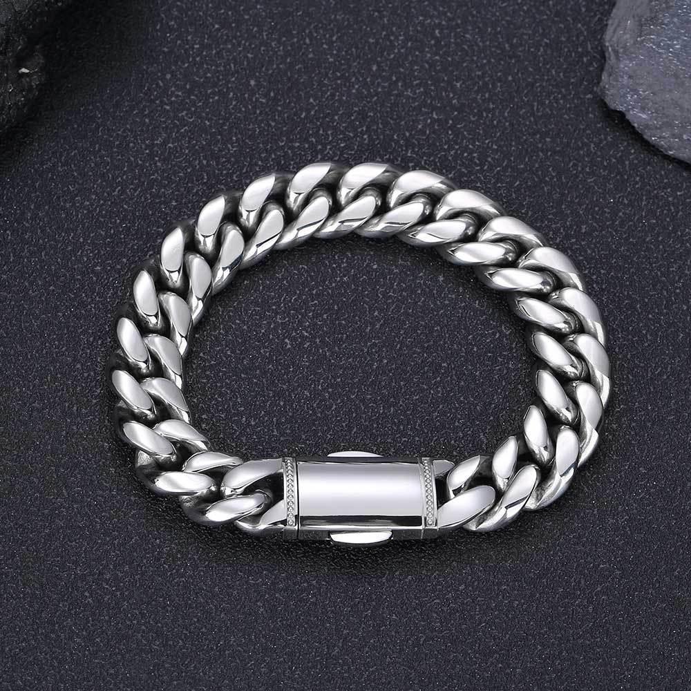 Iced Out Cuban Bracelet Stainless Steel Titanium | Caratix Jewelry - CaratixJewelry