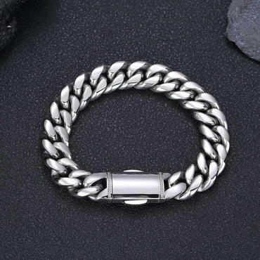 Clasp Stainless Steel Cuban Chain with 18K Gold Plating - CaratixJewelry