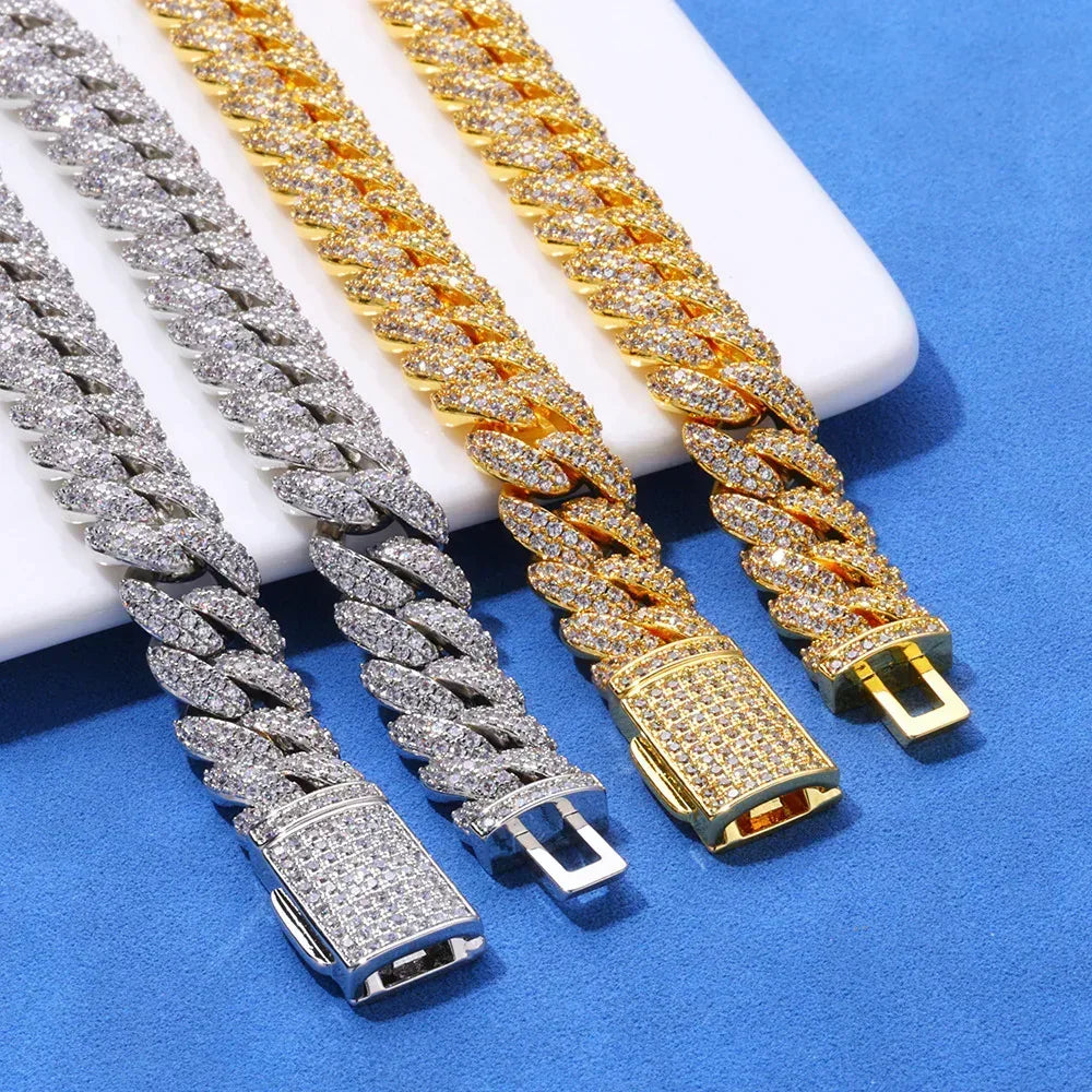 10mm Bubble Cuban Link Moissanite Chain for Men – S925 Sterling Silver Luxury Hip Hop Necklace - CaratixJewelry