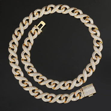 15mm Figure 8 Cuban Zircon Hip Hop Bling Necklace - CaratixJewelry