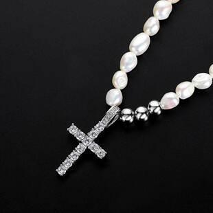8mm–10mm Pearl Necklace with Cross Butterfly Letter Pendant for Men & Women | Caratix Jewelry - CaratixJewelry