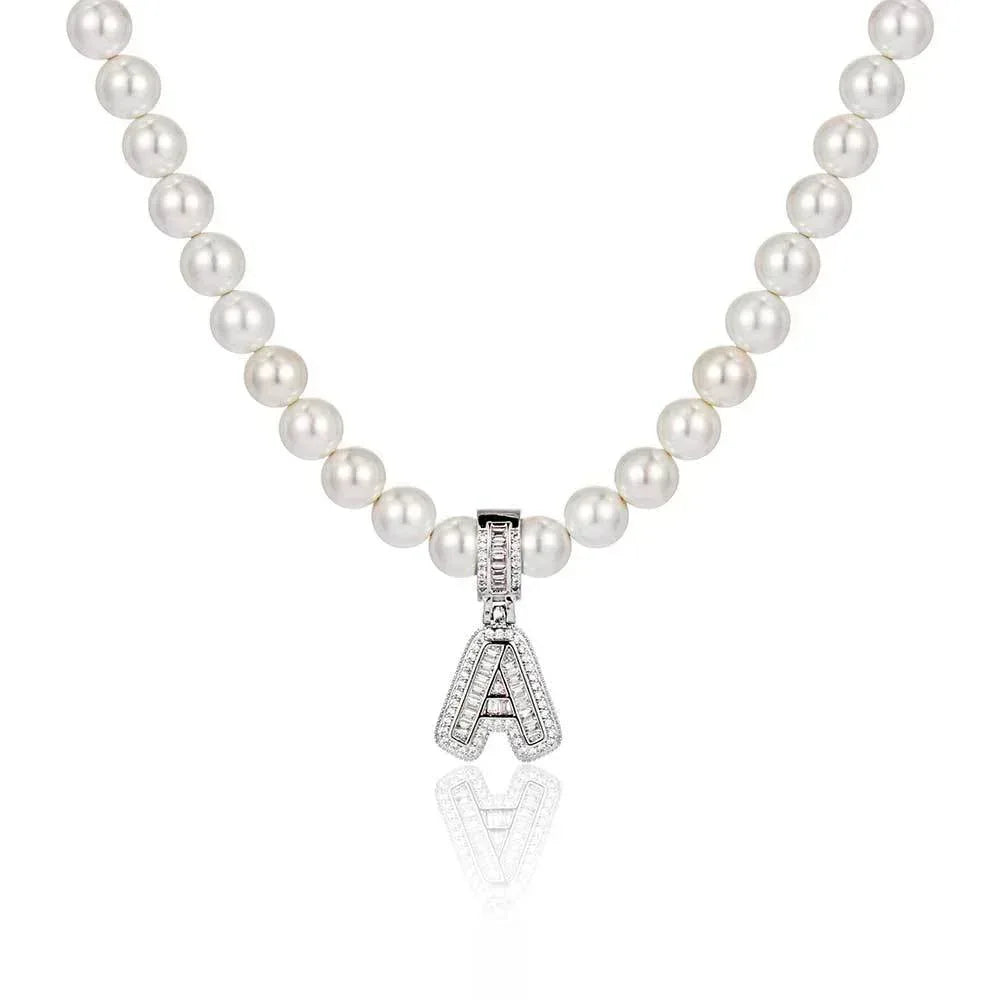 8mm–10mm Pearl Necklace with Cross Butterfly Letter Pendant for Men & Women | Caratix Jewelry - CaratixJewelry