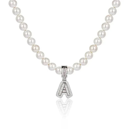 8mm–10mm Pearl Necklace with Cross Butterfly Letter Pendant for Men & Women | Caratix Jewelry - CaratixJewelry