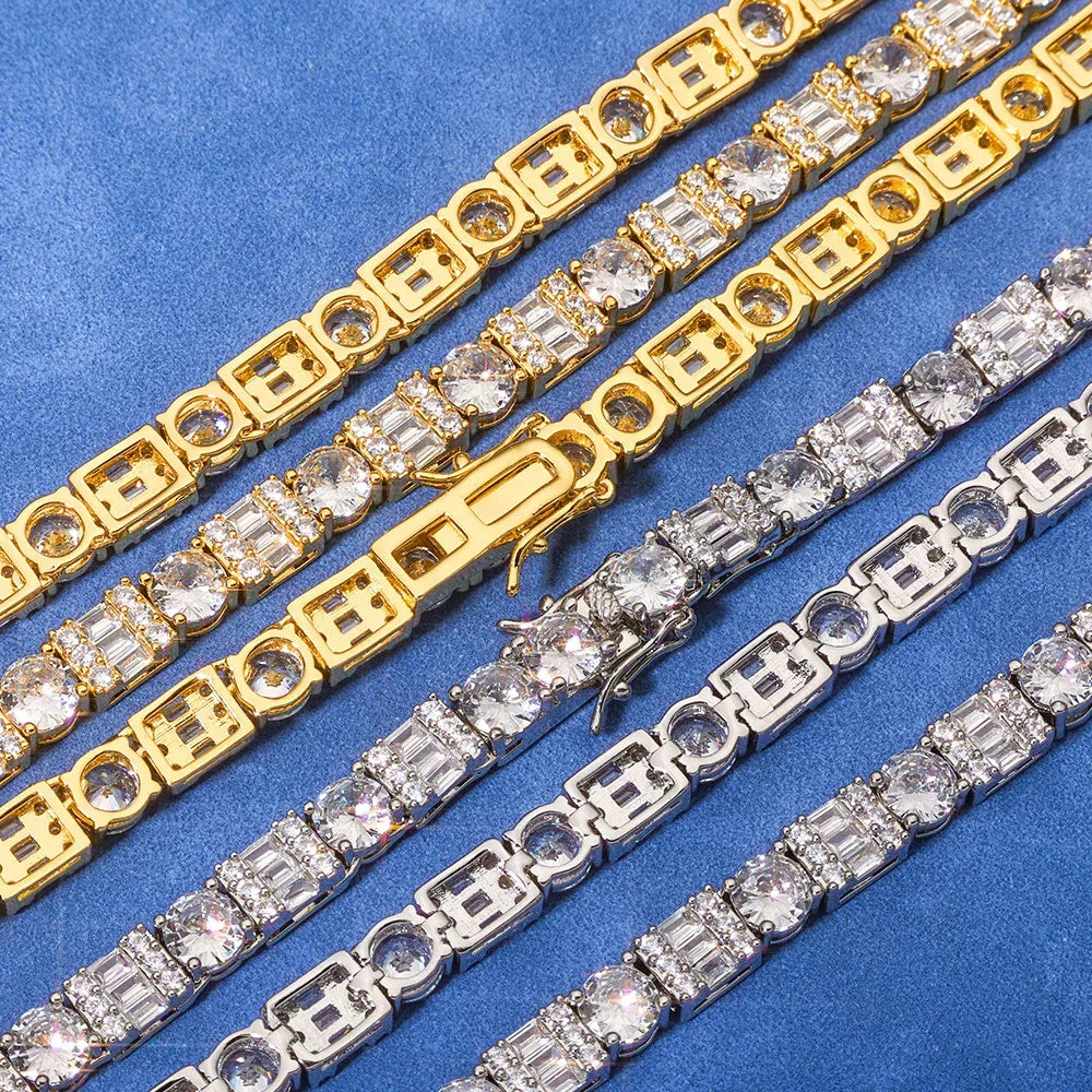 Custom 6.5mm Square & Round Mixed Tennis Chain | High-End Hip Hop Bling | Caratix - CaratixJewelry