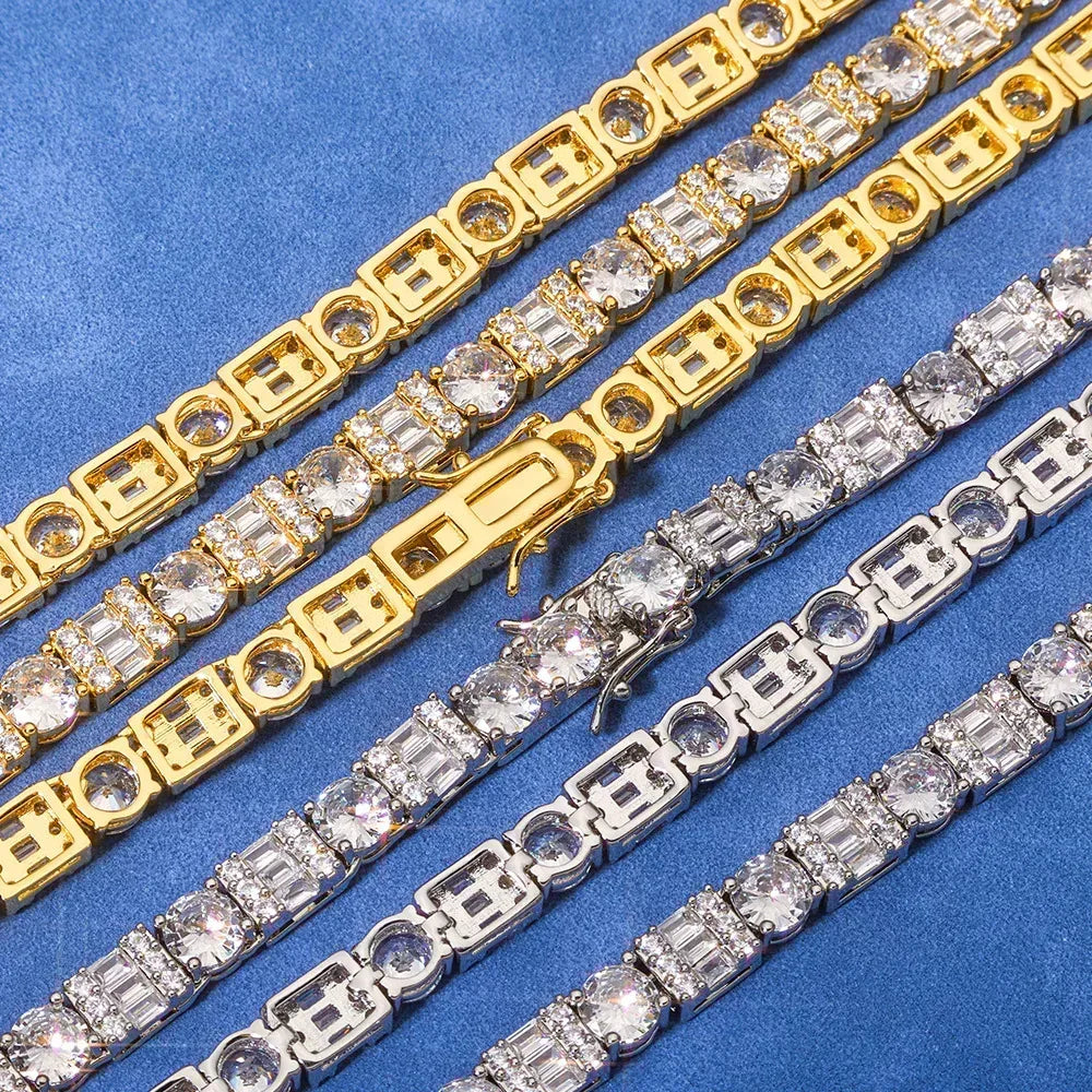 6.5mm Square-Round Tennis Chain Bracelet Zircon for Men | Caratix Jewelry - CaratixJewelry