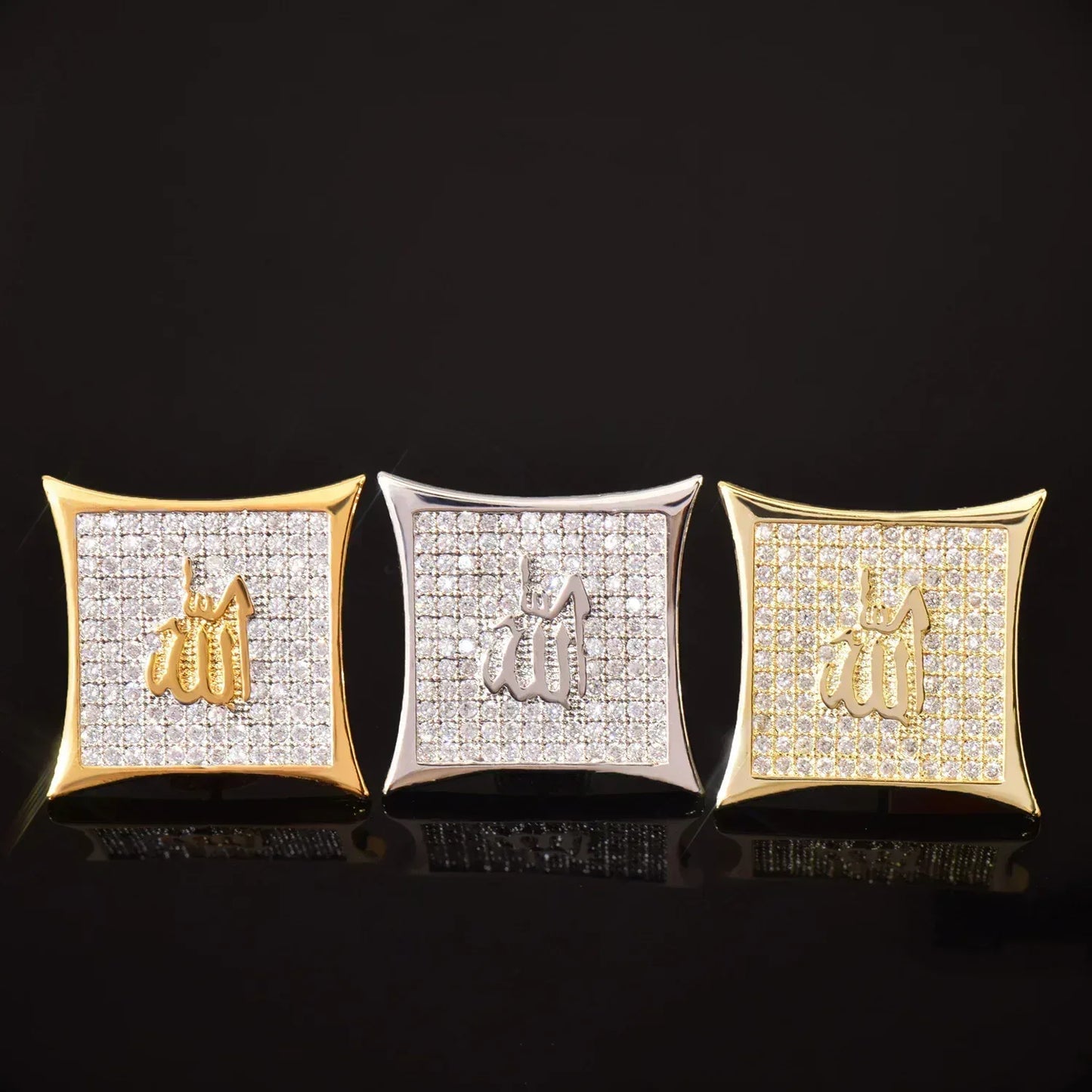 Large Square Stud Earrings with Zircon | Creative & Trendy Hip Hop Jewelry | Caratix Jewelry - CaratixJewelry