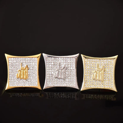 Large Square Stud Earrings with Zircon | Creative & Trendy Hip Hop Jewelry | Caratix Jewelry - CaratixJewelry