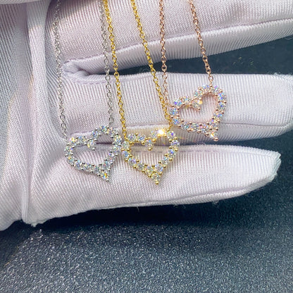 S925 Sterling Silver Heart Moissanite Necklace | D-Color Heart Cut Pendant | Caratix