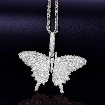 Luxury Multi-Color Iced Out Butterfly Pendant | Unisex Rainbow Zircon Animal Necklace | Premium Copper Hip Hop Butterfly Bling | Senior Sense Jewelry | Caratix - CaratixJewelry