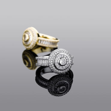 Multi-Cut Round & Baguette Hip Hop Ring | Iced Out Mosaic Band | Caratix